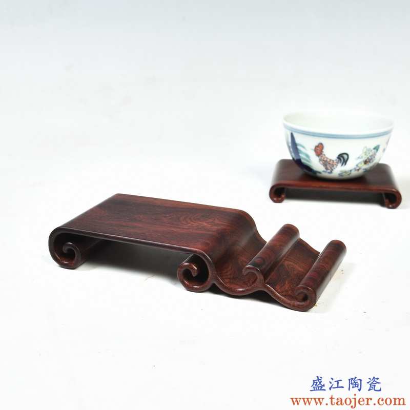 印度小叶紫檀书卷几底座 茶壶底座 红木底座实木支架茶杯底座垫子