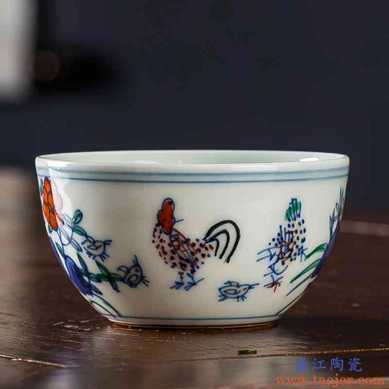 手绘 斗彩鸡缸杯2.8亿景德镇陶瓷大明成化功夫茶杯主人单杯品茗杯